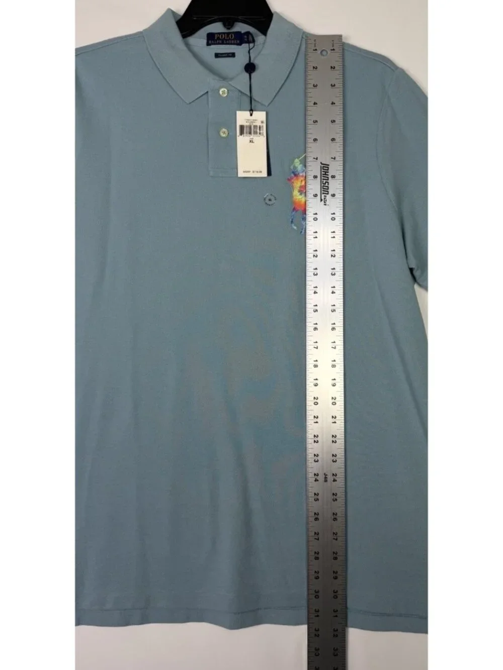 Polo Ralph Lauren Shirt Mens XL Classic Fit Light Blue Big Pony Rainbow Tie Dye